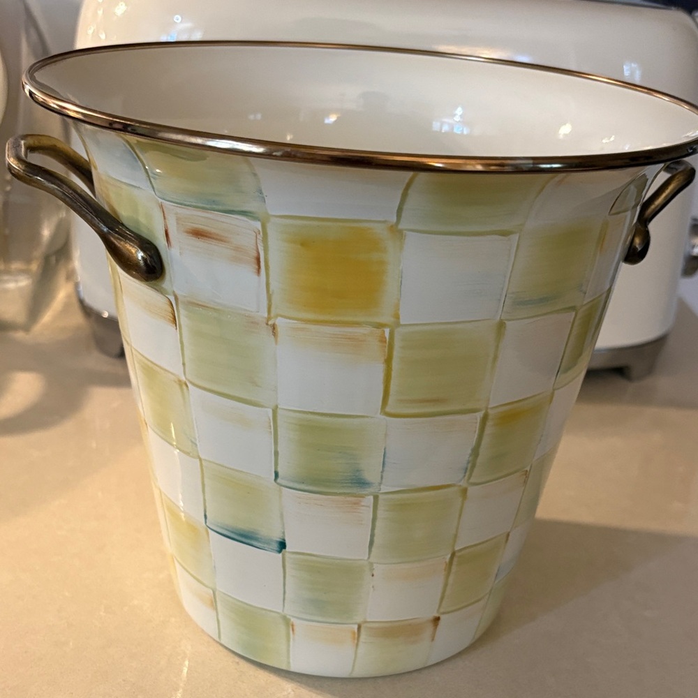 MacKenzie-Childs Cream and Gold Bucket